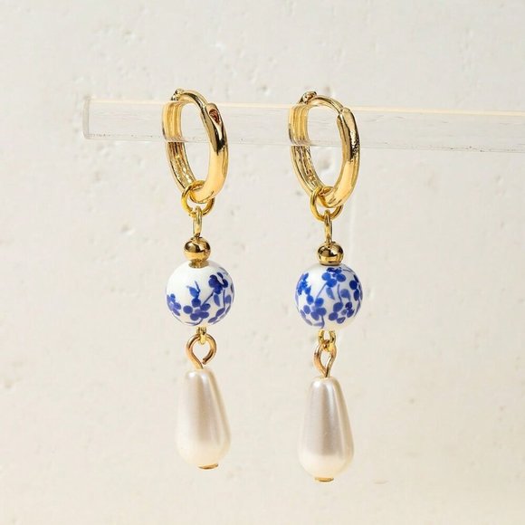 Multicolor Sexy Women's Style Faux Pearl Ceramic Pendant Earrings - Picture 4 of 11